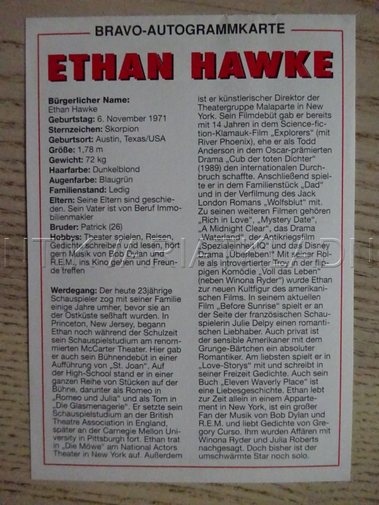 AUTOGRAM HAWKE ETHAN, KARTIČKA BRAVO