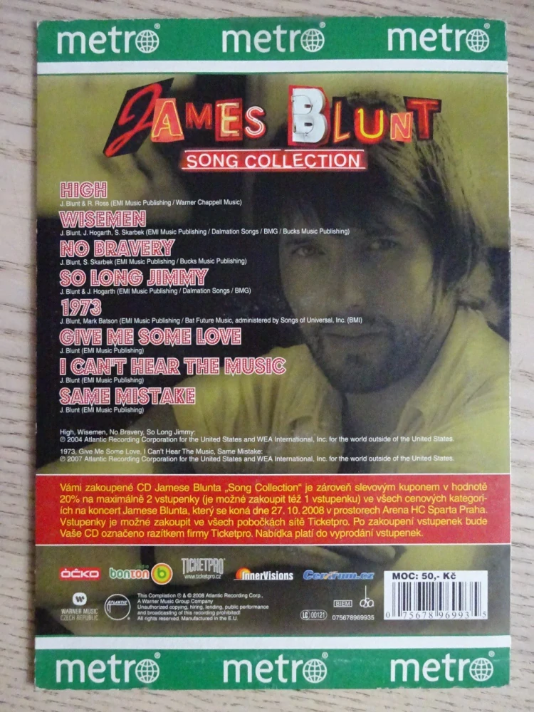 JAMES BLUNT, SONG COLLECTION, DVD HUDBA