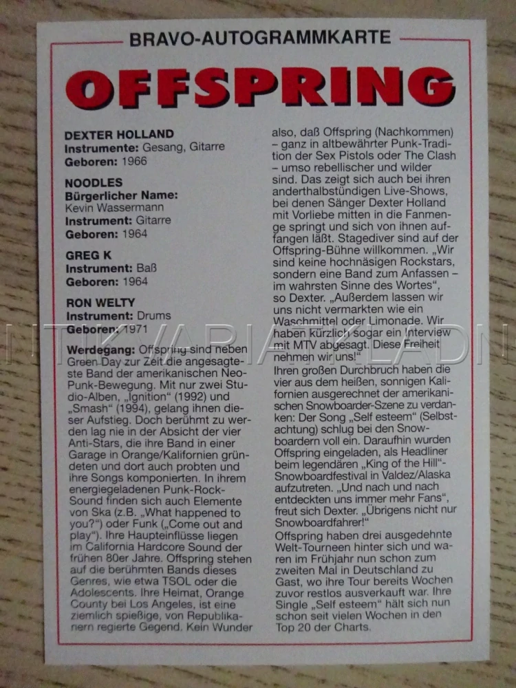 AUTOGRAM OFFSPRING, KARTIČKA BRAVO