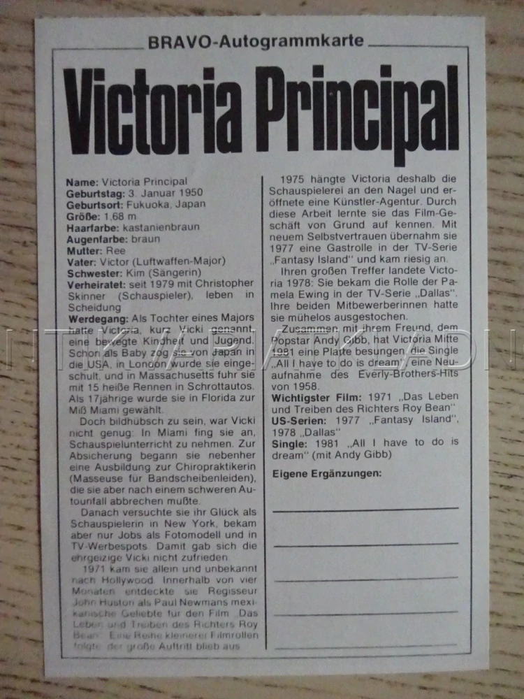 AUTOGRAM PRINCIPAL VICTORIA, KARTIČKA BRAVO