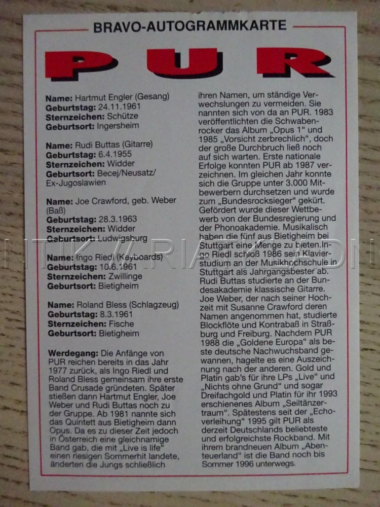 AUTOGRAM PUR, KARTIČKA BRAVO