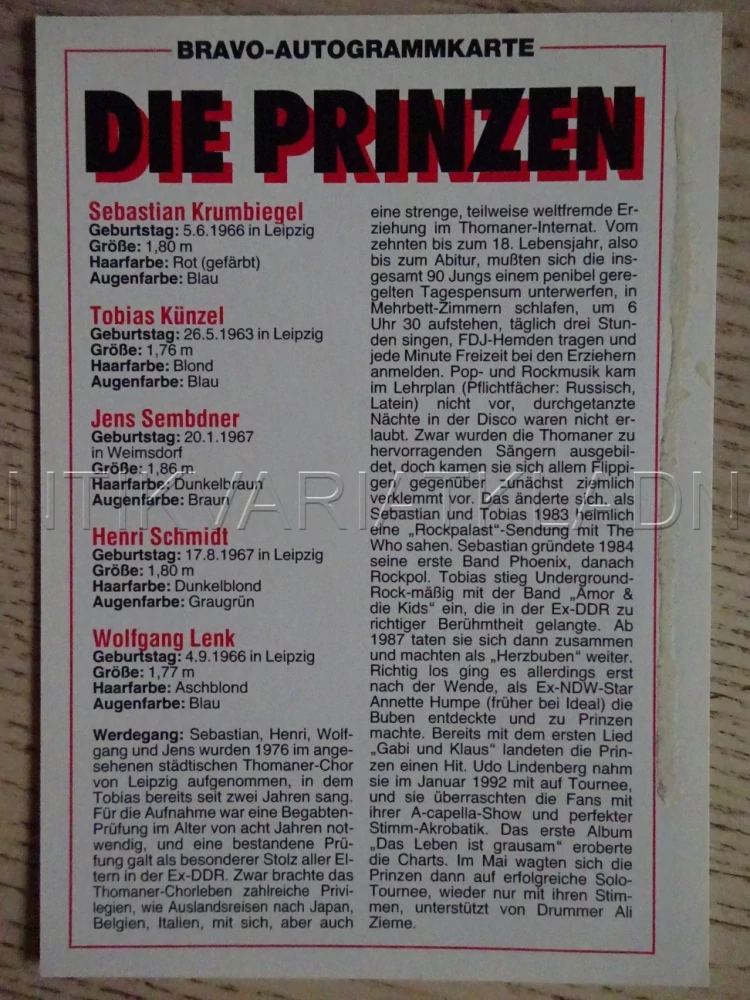 AUTOGRAM DIE PRINZEN, KARTIČKA BRAVO