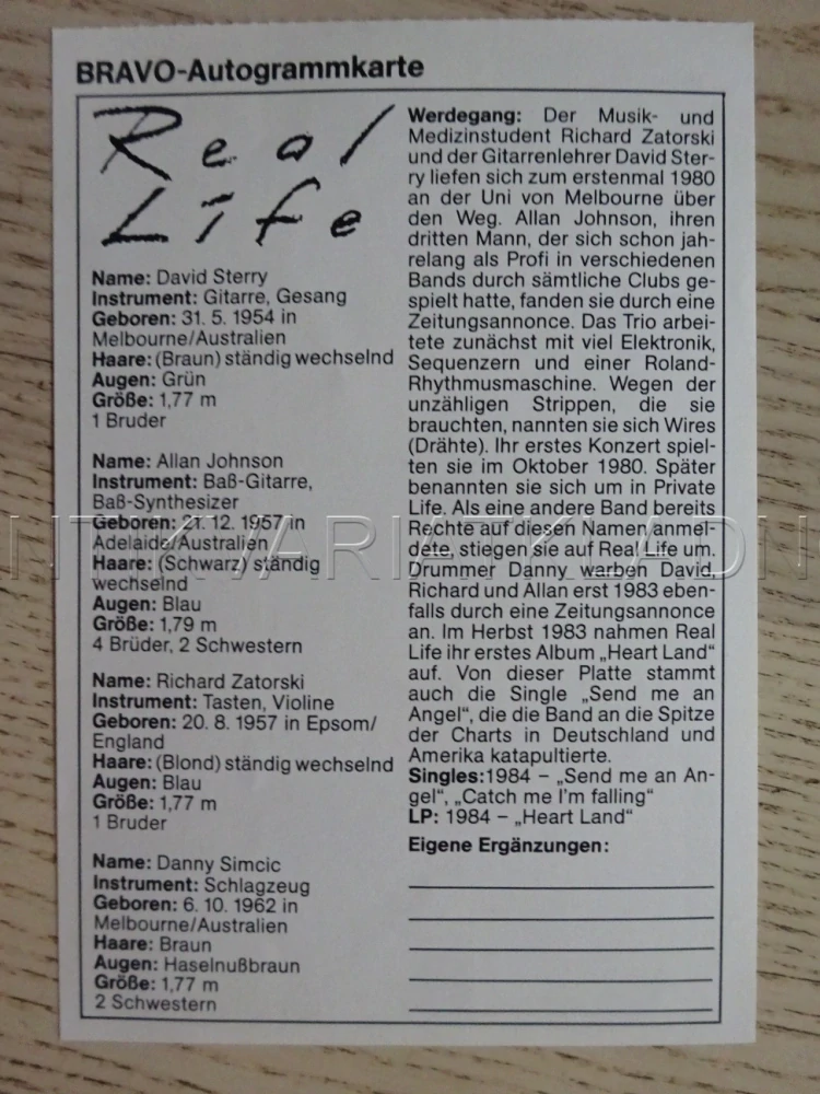 AUTOGRAM REAL LIFE, KARTIČKA BRAVO