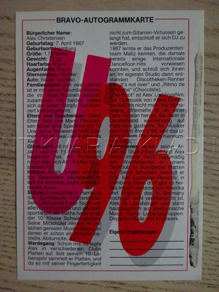 AUTOGRAM U96, KARTIČKA BRAVO