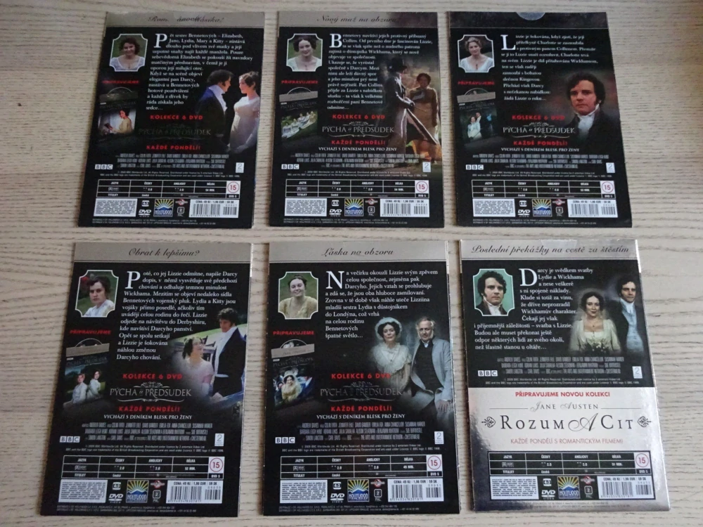 PÝCHA A PŘEDSUDEK, 1-6, JANE AUSTEN, DVD FILM
