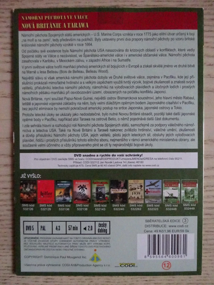 NÁMOŘNÍ PĚCHOTA VE VÁLCE, NOVÁ BRITÁNIE A TARAWA, 3. DÍL, SVĚTOVÝ DOKUMENT, DVD FILM SVĚT.VÁLKA