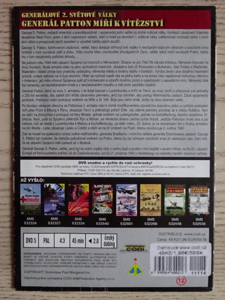 GENERÁLOVÉ 2. SVĚTOVÉ VÁLKY, GENERÁL PATTON MÍŘÍ K VÍTĚZŠTVÍ, 19. DÍL, DVD FILM DOKUMENT