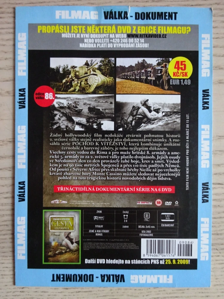 CESTA DO ŘÍMA 2, POCHOD K VÍTĚZSTVÍ, VÁLKA, DVD FILM DOKUMENT