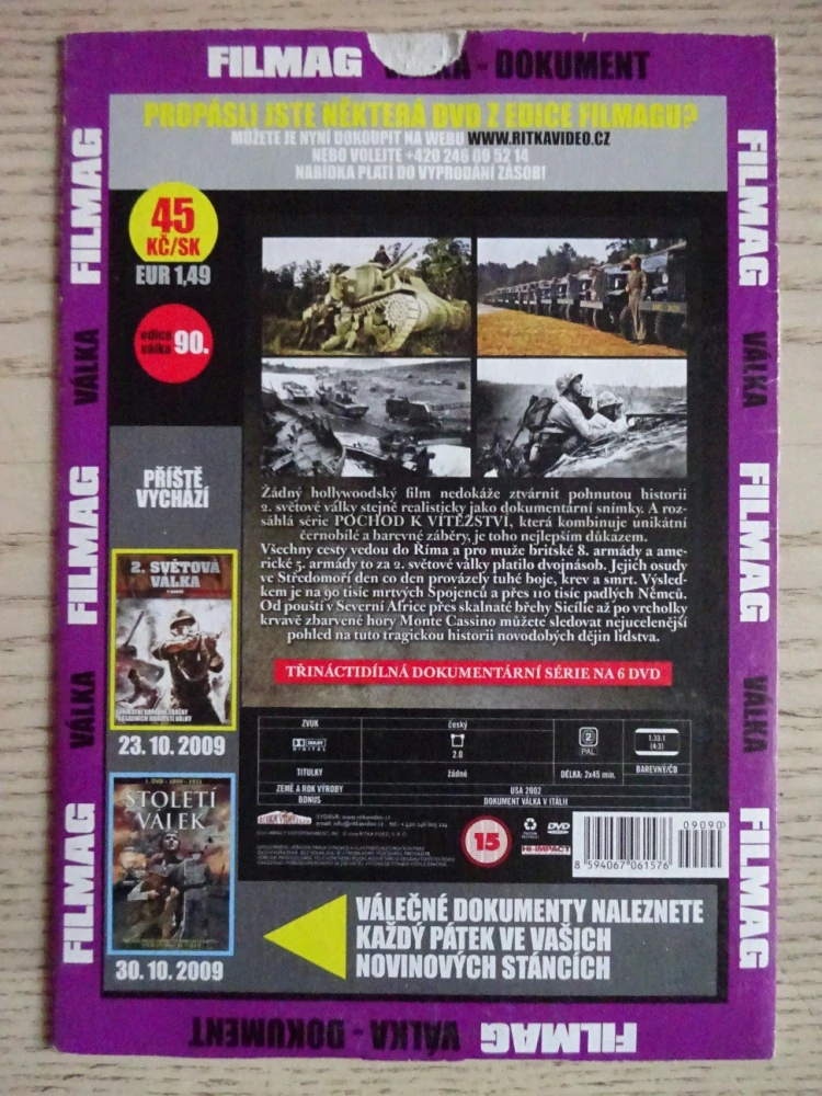 CESTA DO ŘÍMA 6, POCHOD K VÍTĚZSTVÍ, VÁLKA, DVD FILM DOKUMENT