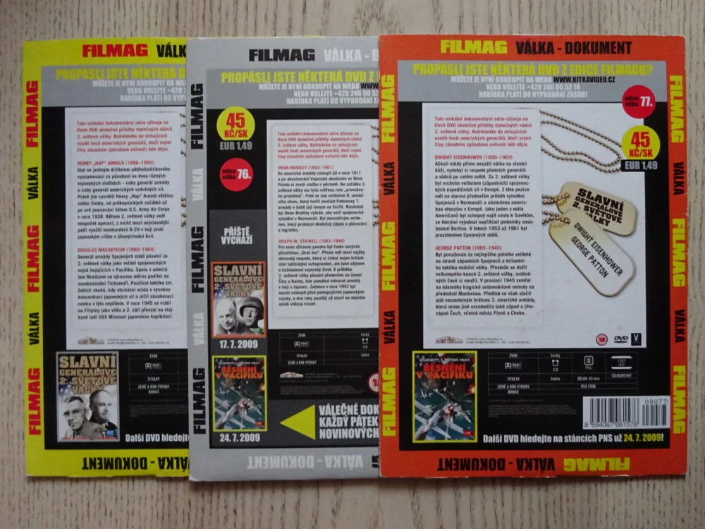 SLAVNÍ GENERÁLOVÉ 2. SVĚTOVÉ VÁLKY 1-3, VÁLKA, DVD FILM DOKUMENT