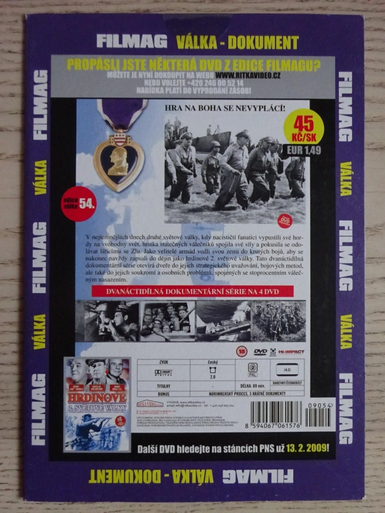 HRDINOVÉ 2. SVĚTOVÉ VÁLKY 1, VÁLKA, DVD FILM DOKUMENT