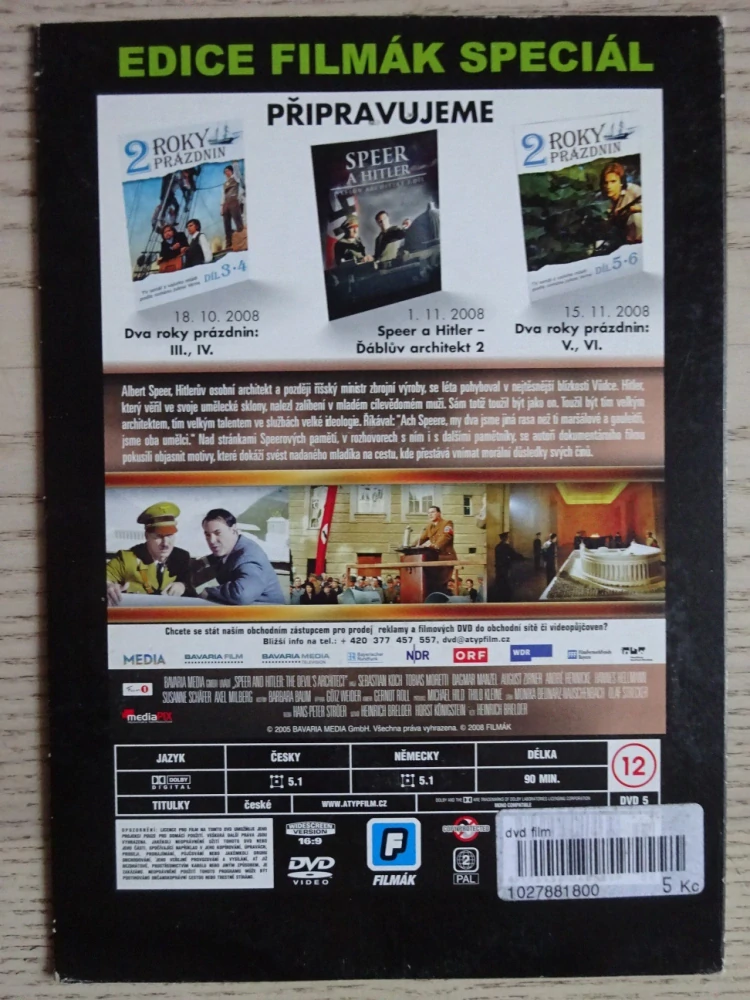 SPEER A HITLER, ĎÁBLŮV ARCHITEKT, VÁLEČNÝ SERIÁL, DVD FILM VÁLKA