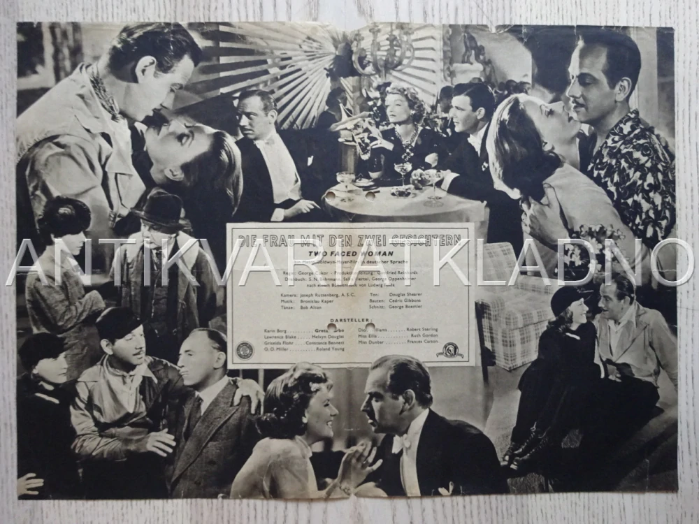 TWO FACED WOMAN, GRETA GARBO, MELVYN DOUGLAS, NĚMECKY, BIO PROGRAM 236