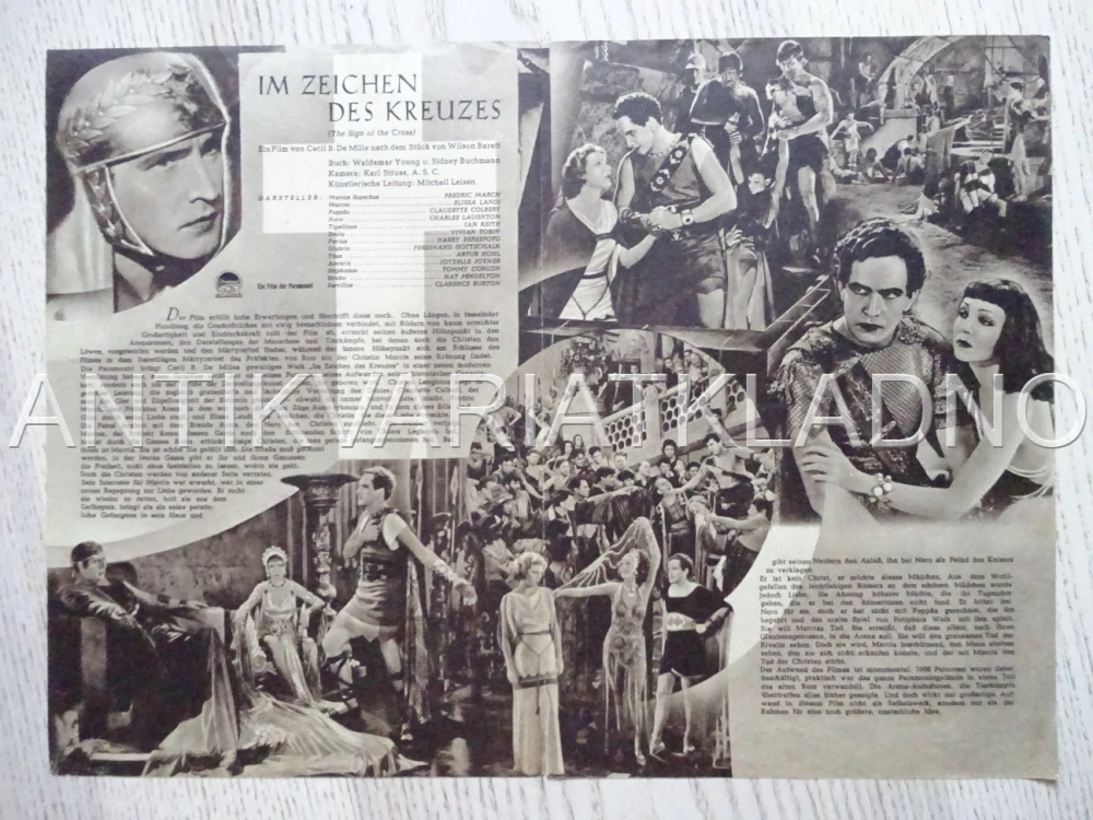 THE SIGN OF THE CROSS, FREDRIC MARCH, CECIL B. DE MILLE, NĚMECKY, BIO PROGRAM 641