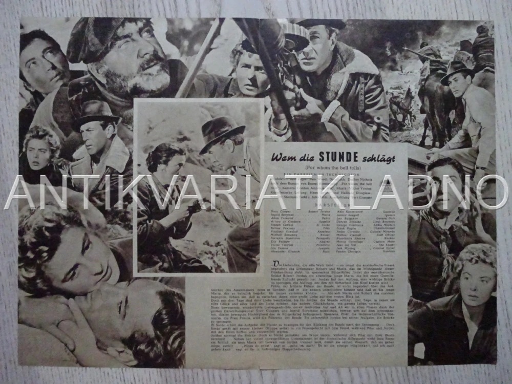 KOMU ZVONÍ HRANA, GARY COOPER, INGRID BERGMAN, NĚMECKY, BIO PROGRAM 789