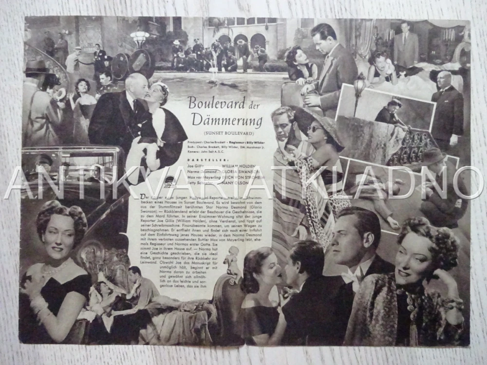 SUNSET BOULEVARD, WILLIAM HOLDEN, NĚMECKY, BIO PROGRAM 1136