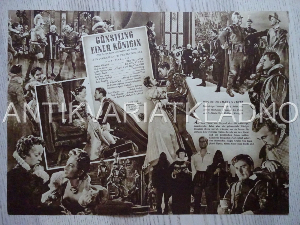 THE PRIVATE LIVES OF ELIZABETH AND ESSEX, ERROL FLYNN, NĚMECKY, BIO PROGRAM 1252