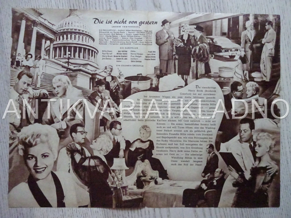 BORN YESTERDAY, JUDY HOLIDAY, NĚMECKY, BIO PROGRAM 1348
