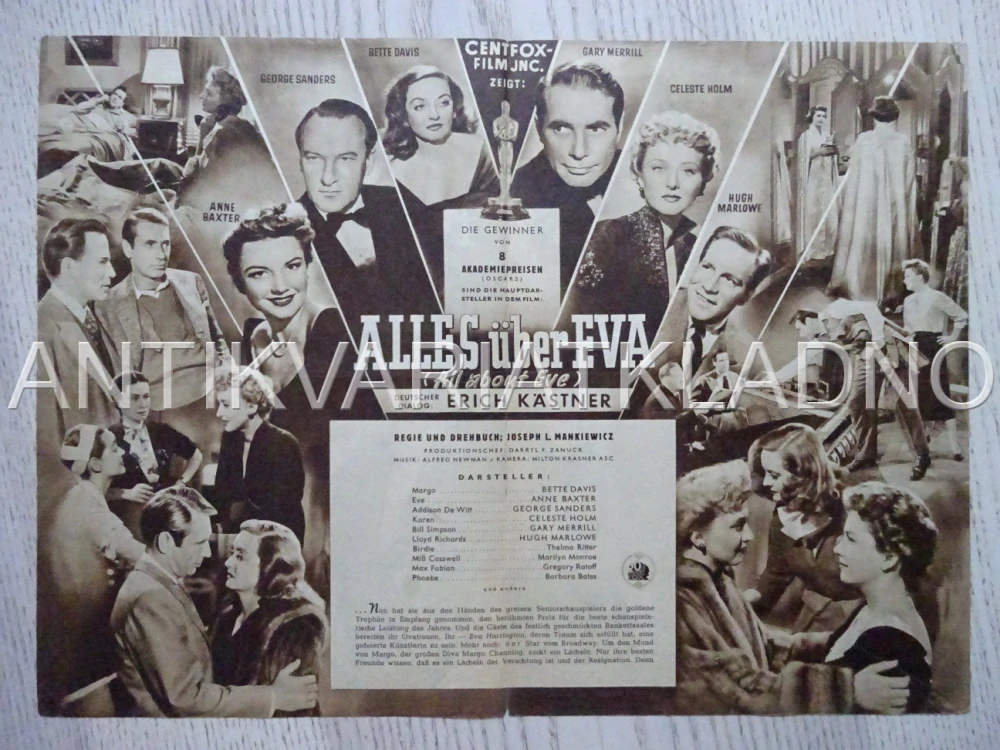 ALL ABOUT EVE, BETTE DAVIS, NĚMECKY, BIO PROGRAM 1419