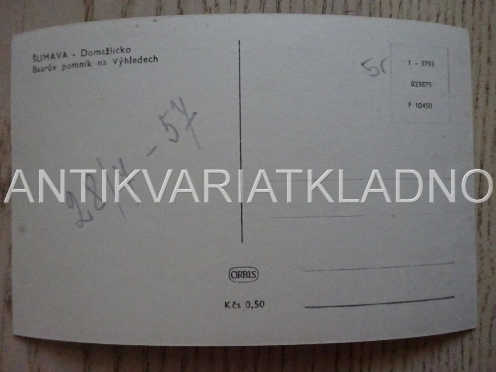 PAMÁTNÍK, JINDŘICH ŠIMON BAAR, OKRES DOMAŽLICE, POHLEDNICE 362