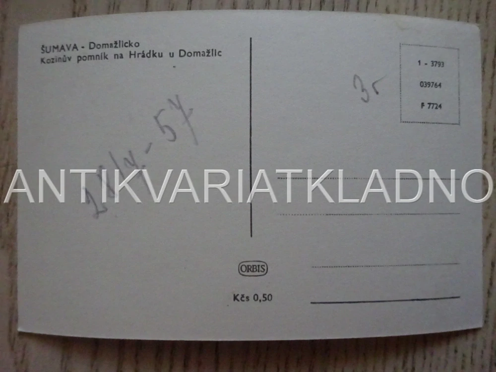 PAMÁTNÍK, JAN SLADKÝ KOZINA, OKRES DOMAŽLICE, POHLEDNICE 363