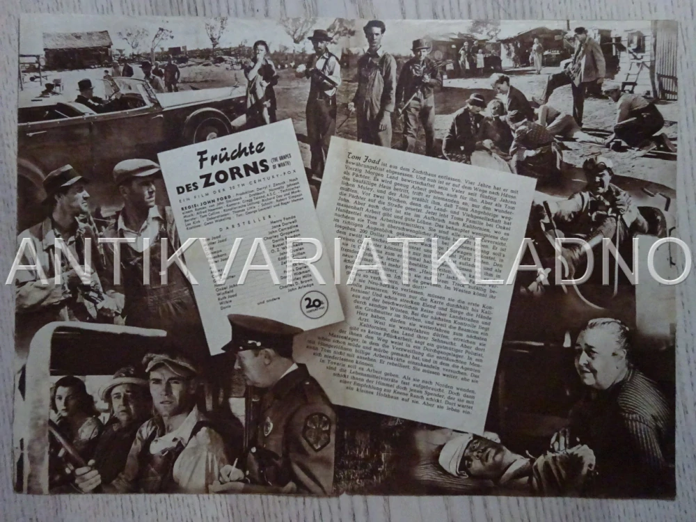 HROZNY HNĚVU, GRAPES OF WRATH, HENRY FONDA, NĚMECKY, BIO PROGRAM 1845