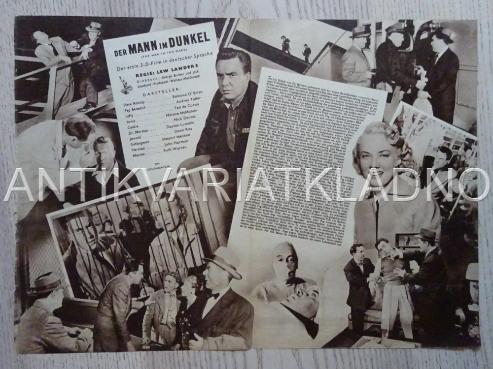 THE MAN IN THE DARK, MUŽ VE STÍNU, EDMOND O'BRIEN, NĚMECKY, BIO PROGRAM 1957