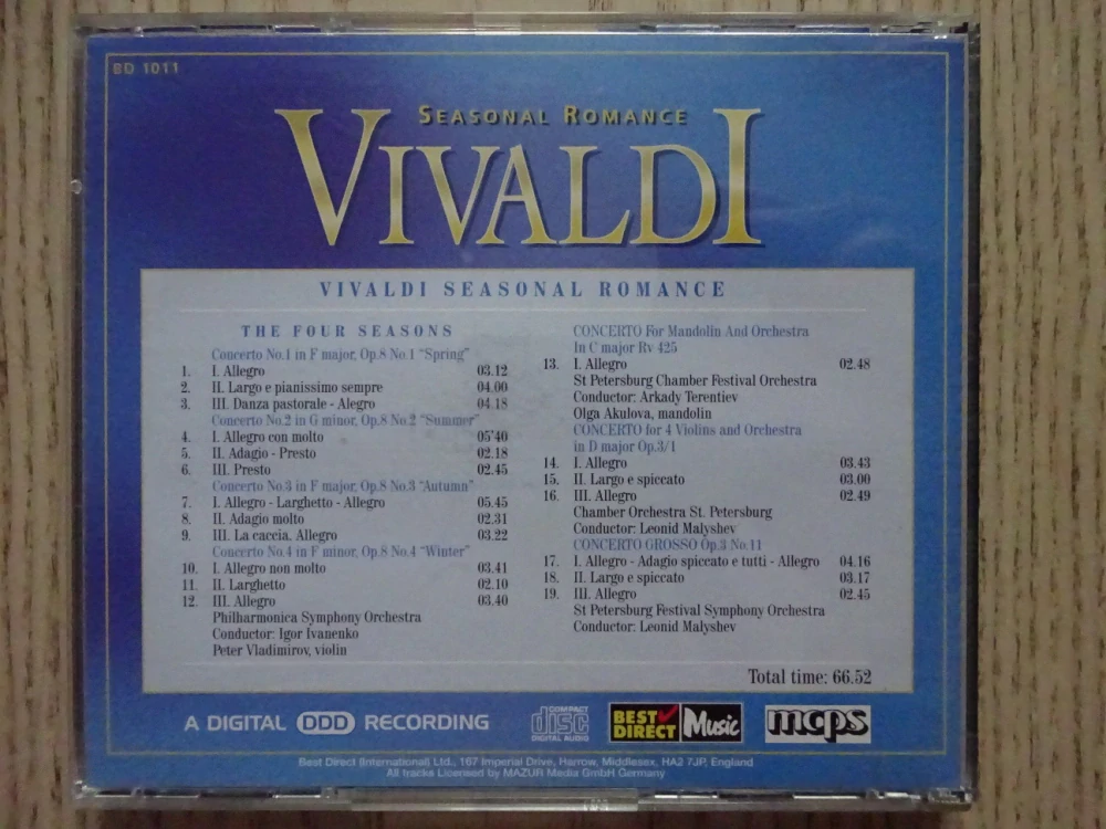 SEASONAL ROMANCE, VIVALDI, CD VÁŽNÁ HUDBA
