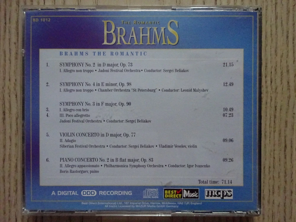 THE ROMANTIC BRAHMS, CD VÁŽNÁ HUDBA