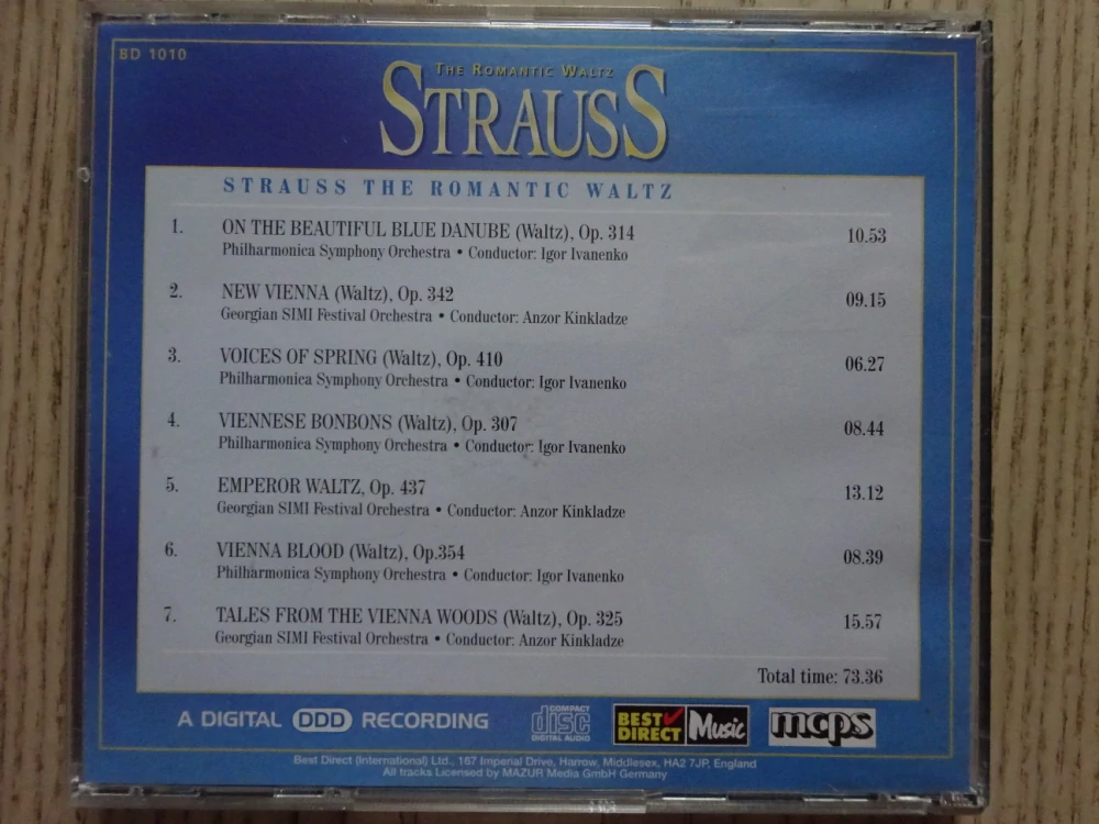 THE ROMANTIC WALTZ, STRAUSS, CD VÁŽNÁ HUDBA