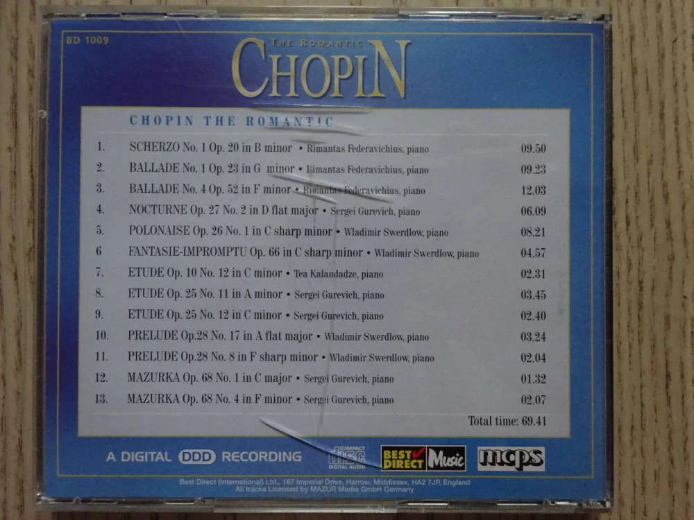THE ROMANTIC CHOPIN, CD VÁŽNÁ HUDBA