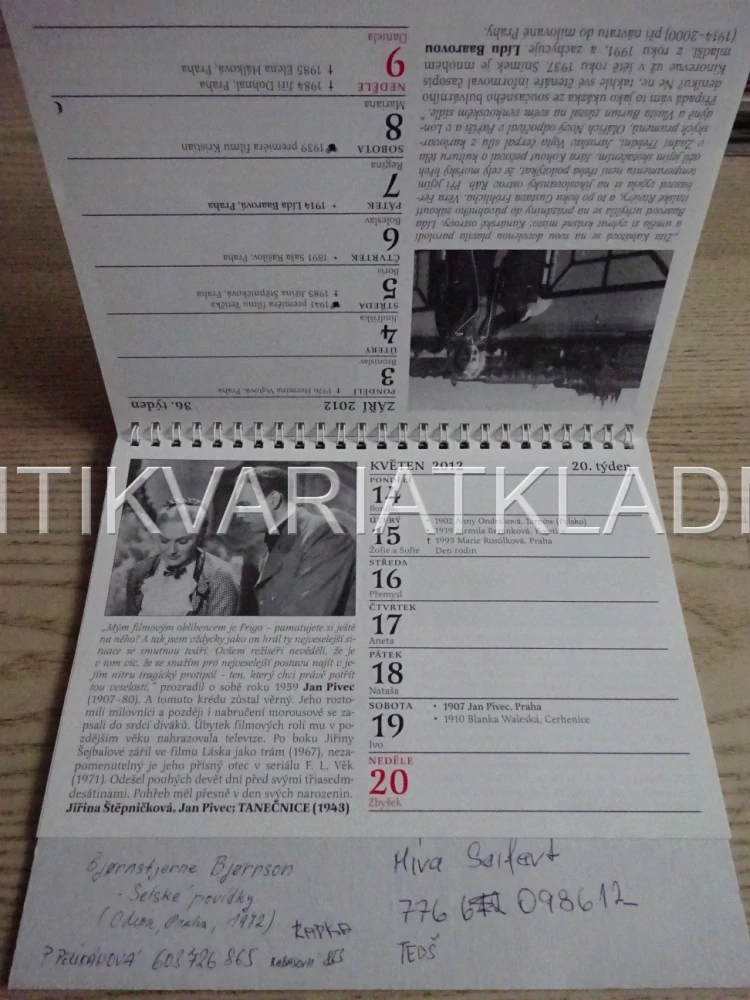 CIBULKŮV KALENDÁŘ PRO FILMOVÉ PAMĚTNÍKY 2012