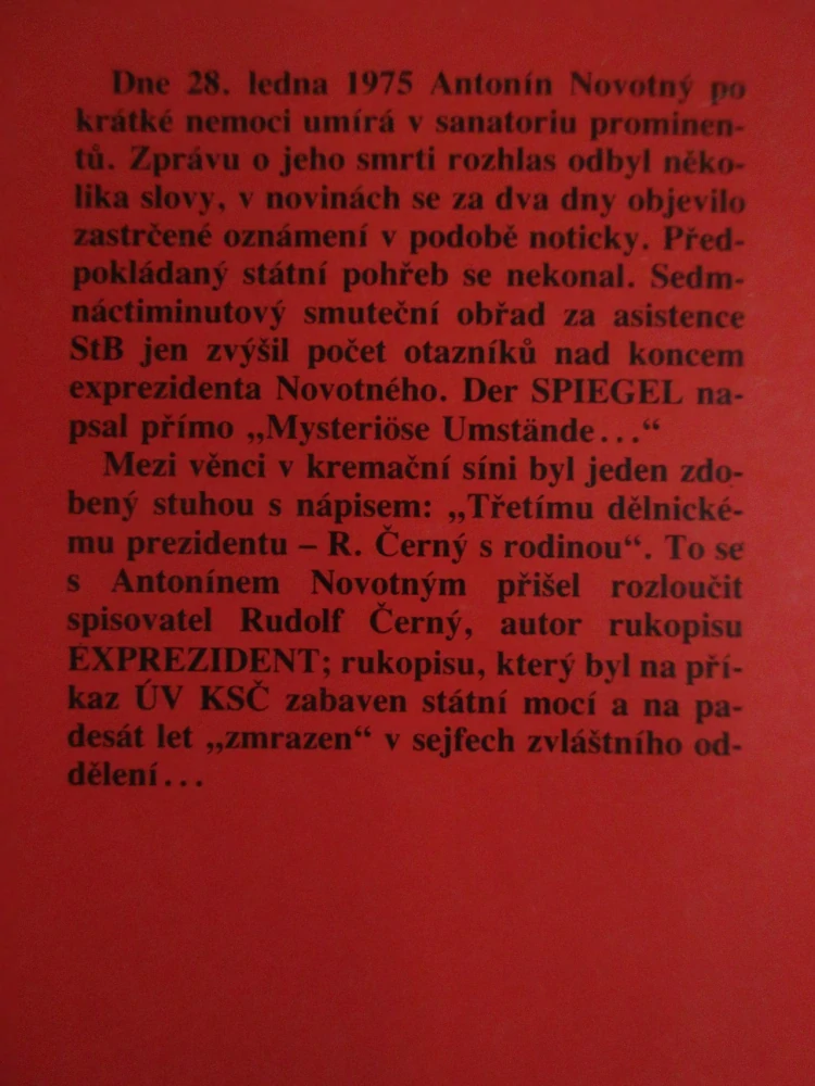 ANTONÍN NOVOTNÝ: POZDNÍ OBHAJOBA, RUDOLF ČERNÝ, **an