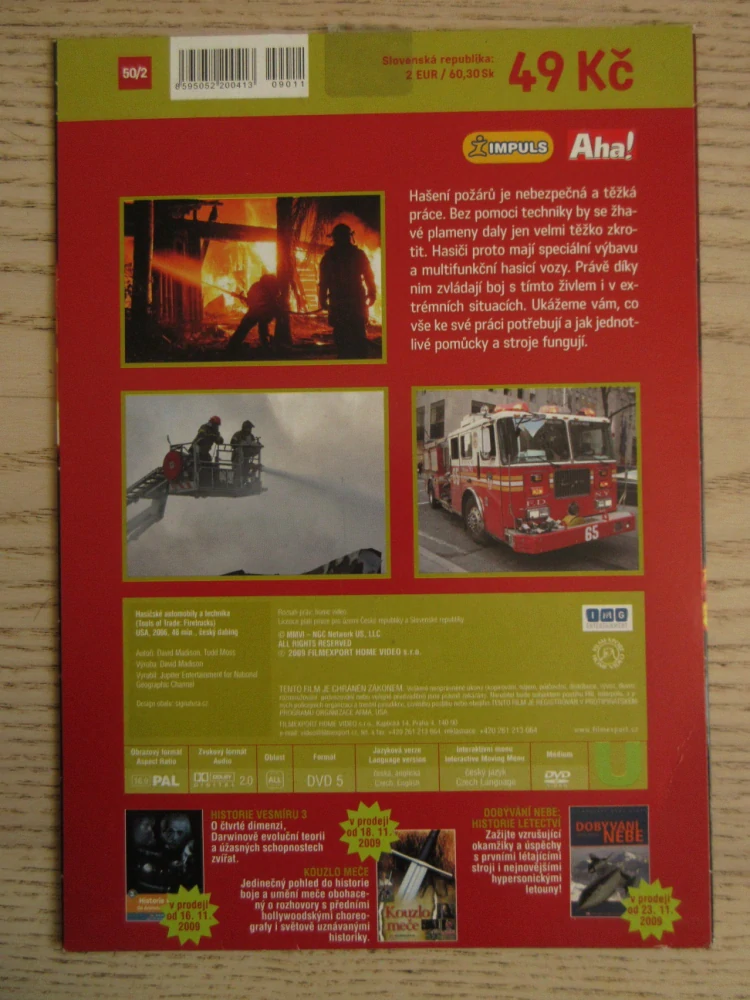 HASIČSKÉ AUTOMOBILY A TECHNIKA, DVD FILM DOKUMENT