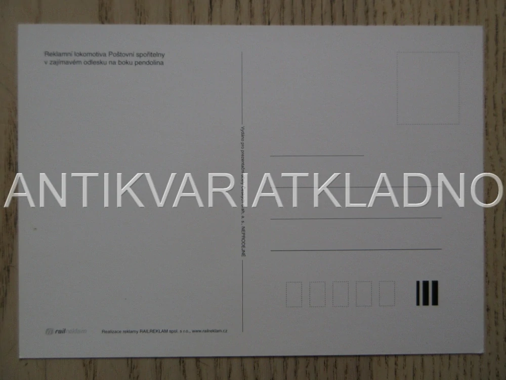 REKLAMNÍ LOKOMOTIVA POŠTOVNÍ SPOŘITELNY, PENDOLINO, ŽELEZNICE, POHLEDNICE 682