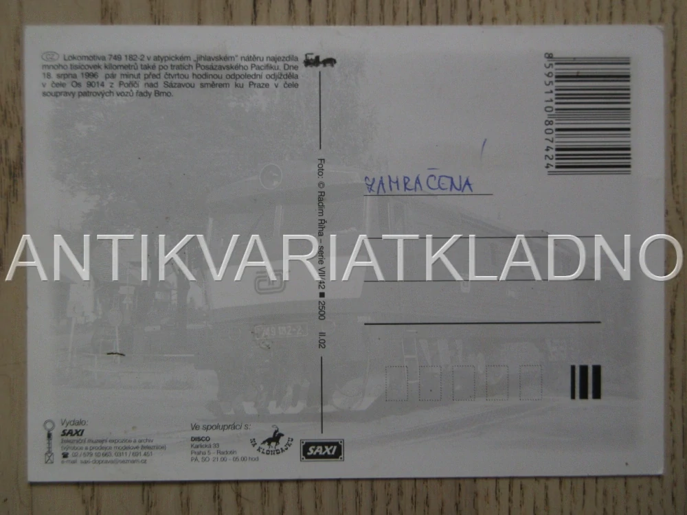 LOKOMOTIVA 749 182-2, ČESKÉ DRÁHY, ŽELEZNICE, POHLEDNICE 705