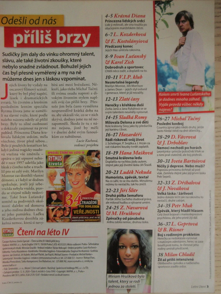 RYTMUS ŽIVOTA SPECIÁL, 34 TRAGÉDIÍ POD DOHLEDEM VEŘEJNOSTI, PRINCEZNA DIANA, 4/2020, **an