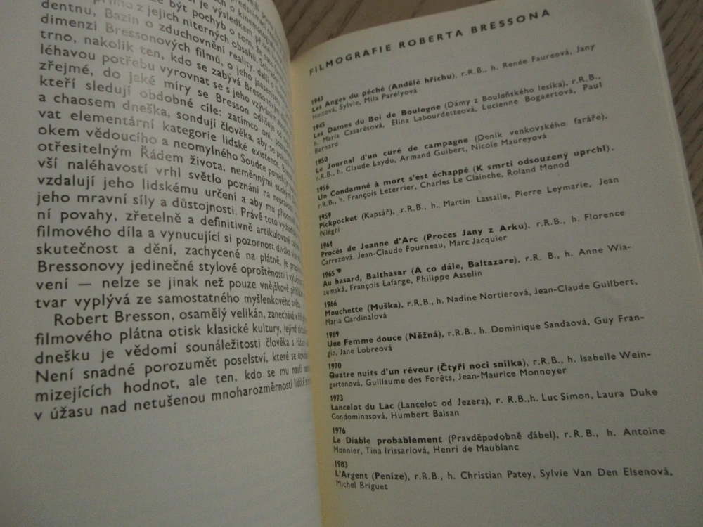 BRESSON ROBERT, FILMOVÝ SEŠIT, **an