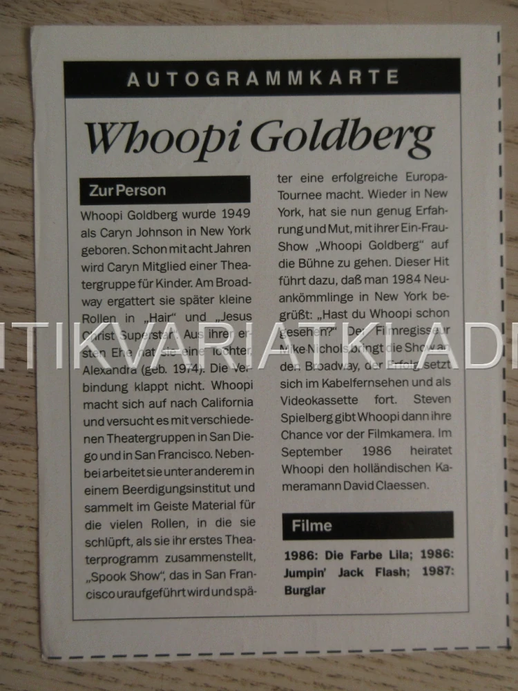 GOLDBERG WHOOPI, KARTIČKA KINO