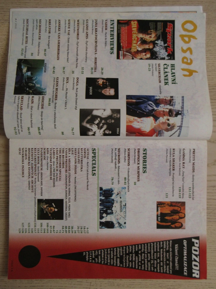 ROCKOVÝ MAGAZÍN SPARK, Č. 4/99, PLAKÁT AEROSMITH, ALANIS MORISSETTE, **an