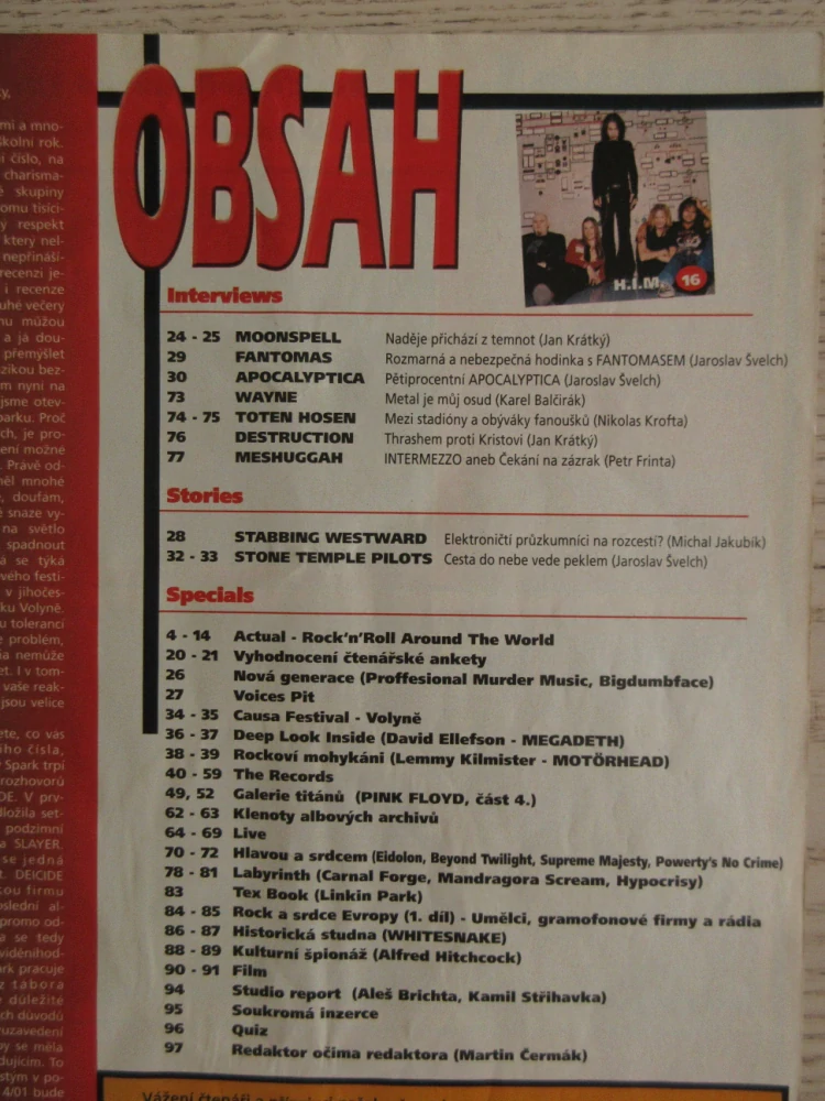 ROCKOVÝ MAGAZÍN SPARK, Č. 9/2001, PLAKÁT GAMMARAY, **an