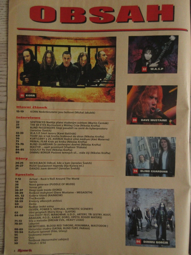 ROCKOVÝ MAGAZÍN SPARK, Č. 7/2002, PLAKÁT MANOWAR, **an