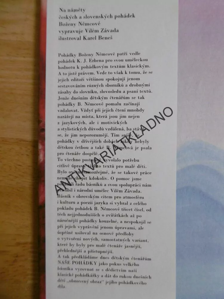 NAŠE POHÁDKY, VILÉM ZÁVADA, BOŽENA NĚMCOVÁ