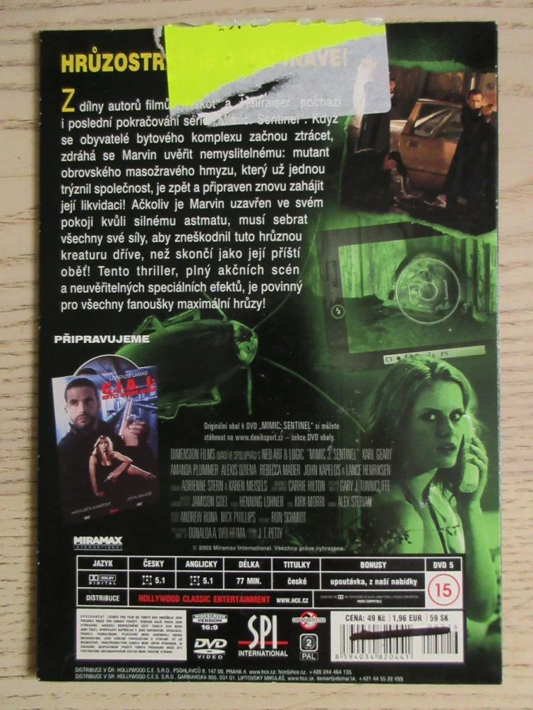 MIMIC 3: SENTINEL, K. GEARY, A. PLUMMER, DVD FILM