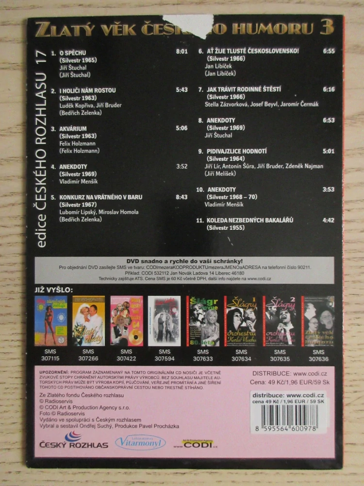 ZLATÝ VĚK ČESKÉHO HUMORU 3, F. HOLZMANN, V. MENŠÍK, DVD FILM ČR