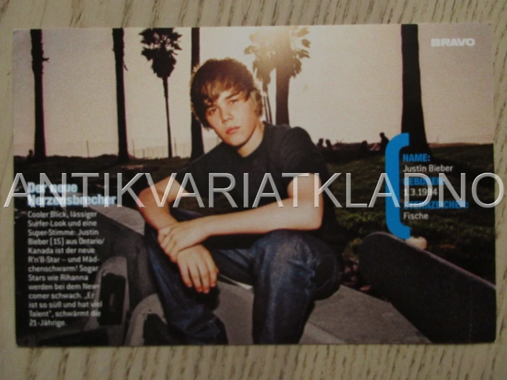 AUTOGRAM BIEBER JUSTIN, KARTIČKA BRAVO