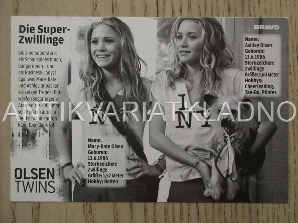 DVOJČATA OLSENOVY, OLSEN MARY-KATE A ASHLEY, KARTIČKA BRAVO