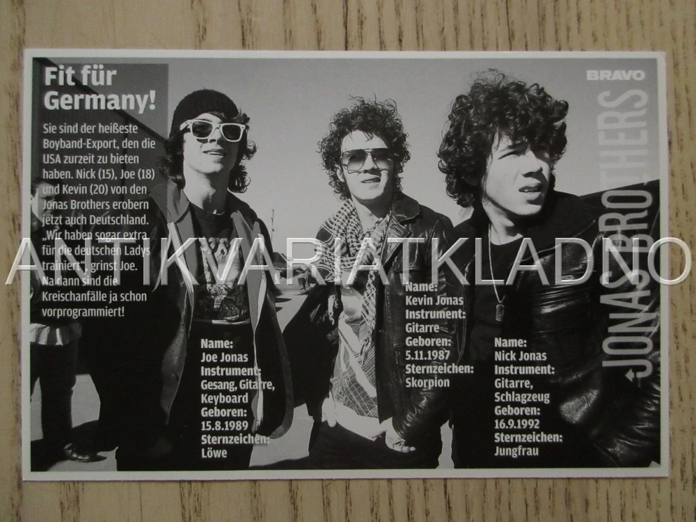 AUTOGRAM JONAS BROTHERS, KARTIČKA BRAVO