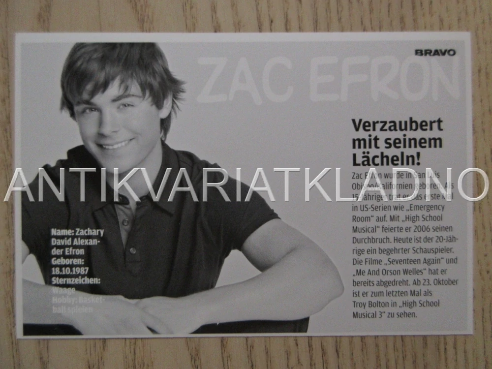 AUTOGRAM EFRON ZAC, KARTIČKA BRAVO