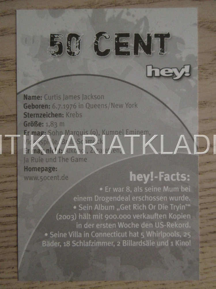 50 CENT, KARTIČKA BRAVO